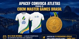 Represente a APACEF no CBEM Master Games Brasil e concorra a 16 passagens aéreas para o World Master Games, no Japão